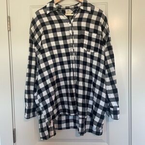 Black and White Oversized Plaid Shirt